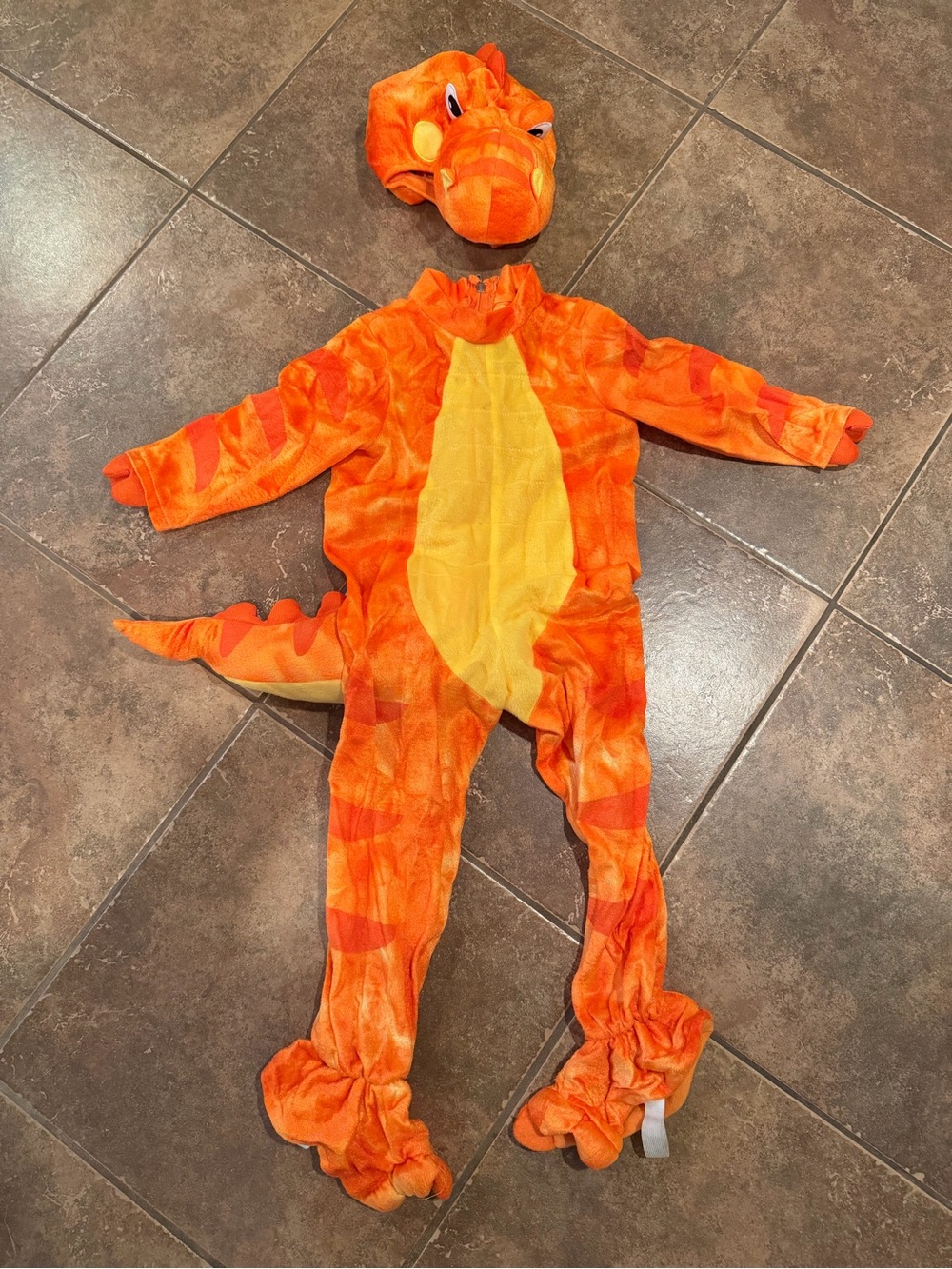 Orange Dinosaur Kids Costume with Head Attachment (Size 3T)